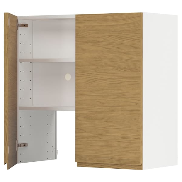 Ikea METOD - Wall cb f extr hood w shlf/door, white/Voxtorp oak effect, 80x80 cm