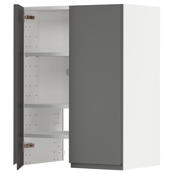 METOD - Wall cb f extr hood w shlf/door, white/Voxtorp dark grey , 60x80 cm