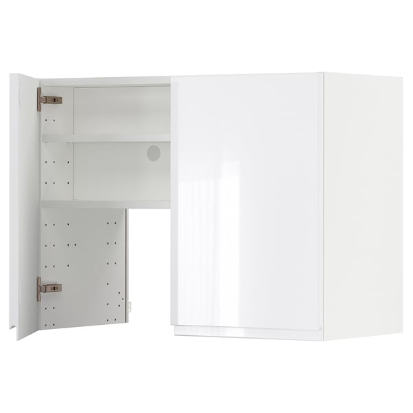 METOD - METOD Wall cb f extr hood w shlf/door, white/Voxtorp high-gloss/white, 80x60 cm