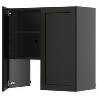 METOD wall cb f extr hood w shlf/door, black-grey/Lerhyttan black stained, 80x80 cm