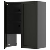 METOD wall cb f extr hood w shlf/door, black-grey/Lerhyttan black stained, 80x100 cm