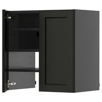 METOD wall cb f extr hood w shlf/door, black-grey/Lerhyttan black stained, 60x60 cm
