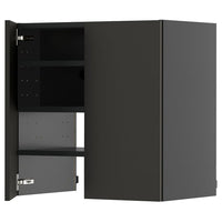 METOD wall cb f extr hood w shlf/door, black-grey/Nickebo matt anthracite, 60x60 cm