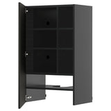 METOD wall cb f extr hood w shlf/door, black-grey/Nickebo matt anthracite, 60x100 cm