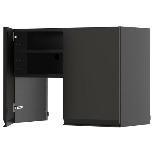 METOD - METOD Wall cb f extr hood w shlf/door, black-grey/Upplöv matt anthracite, 80x60 cm