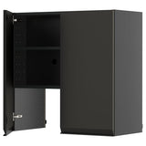 METOD wall cb f extr hood w shlf/door, black-grey/Upplöv matt anthracite, 80x80 cm