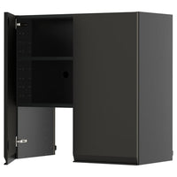 METOD wall cb f extr hood w shlf/door, black-grey/Upplöv matt anthracite, 80x80 cm