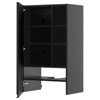 METOD wall cb f extr hood w shlf/door, black-grey/Upplöv matt anthracite, 60x100 cm
