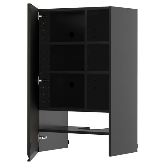 METOD - METOD Wall cb f extr hood w shlf/door, black-grey/Upplöv matt anthracite, 60x100 cm