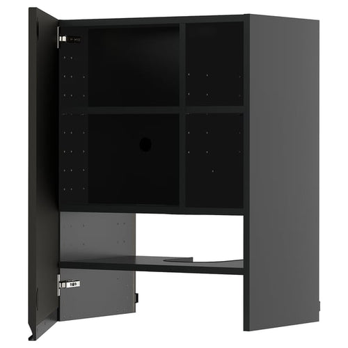 METOD wall cb f extr hood w shlf/door, black-grey/Upplöv matt anthracite, 60x80 cm