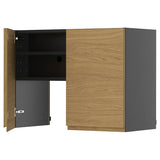 METOD wall cb f extr hood w shlf/door, black-grey/Voxtorp oak effect, 80x60 cm
