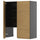 METOD wall cb f extr hood w shlf/door, black-grey/Voxtorp oak effect, 80x100 cm