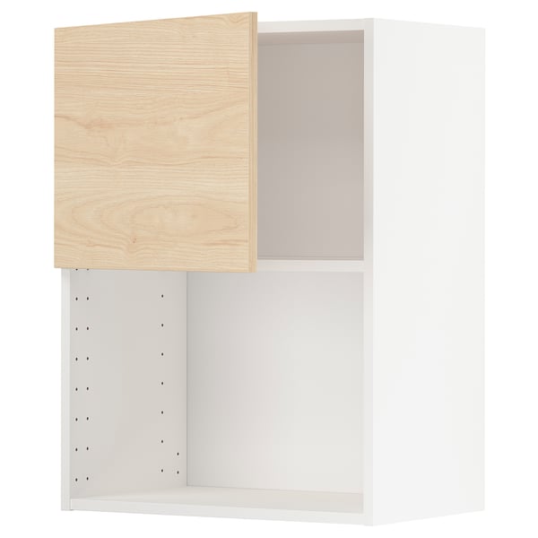 METOD - METOD Wall cabinet for microwave oven, white/Askersund light ash effect, 60x80 cm