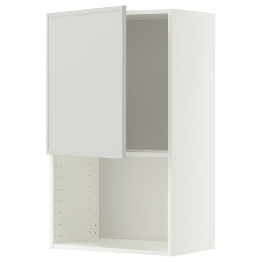METOD wall cabinet for microwave oven, white/Aspudden light grey, 60x100 cm