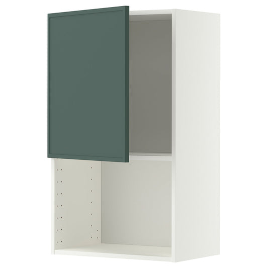 METOD wall cabinet for microwave oven, white/Aspudden dark grey-green, 60x100 cm