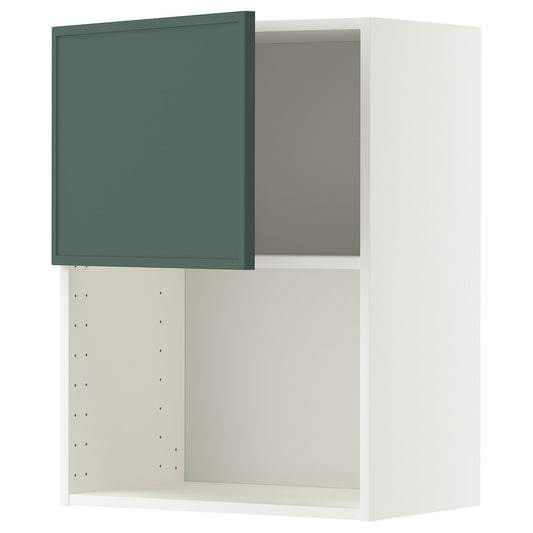 METOD wall cabinet for microwave oven, white/Aspudden dark grey-green, 60x80 cm