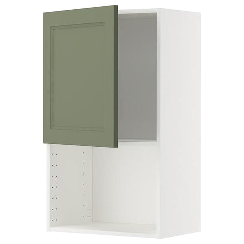 METOD wall cabinet for microwave oven, white/Axstad grey-green, 60x100 cm