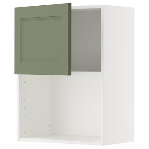 METOD - METOD Wall cabinet for microwave oven, white/Axstad grey-green, 60x80 cm