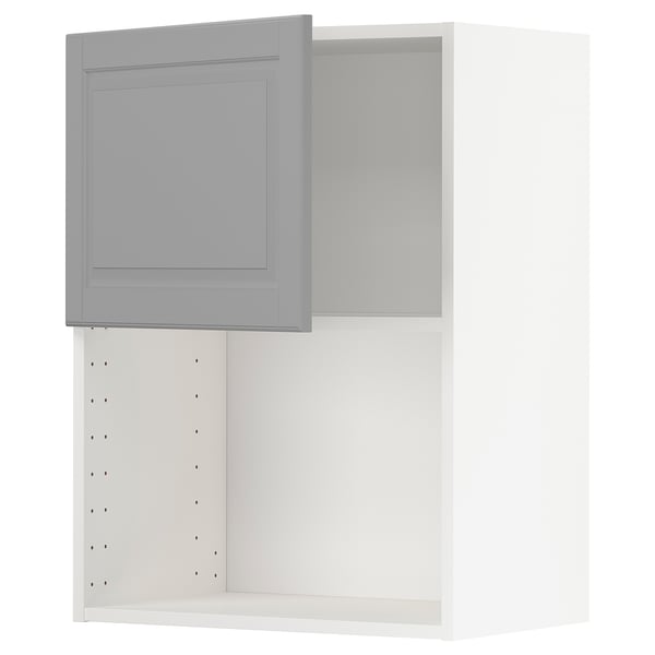 METOD - METOD Wall cabinet for microwave oven, white/Bodbyn grey, 60x80 cm