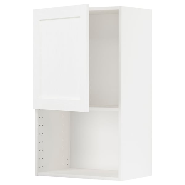 METOD wall cabinet for microwave oven, white Enköping/white wood effect, 60x100 cm