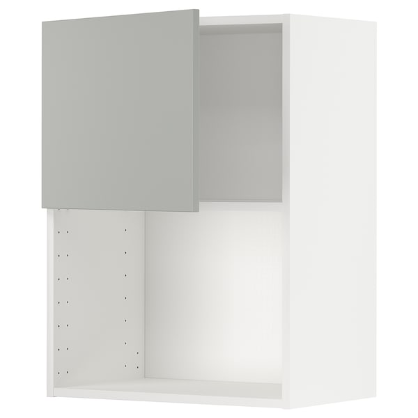 METOD - Wall cabinet for microwave oven, white/Havstorp light grey, 60x80 cm