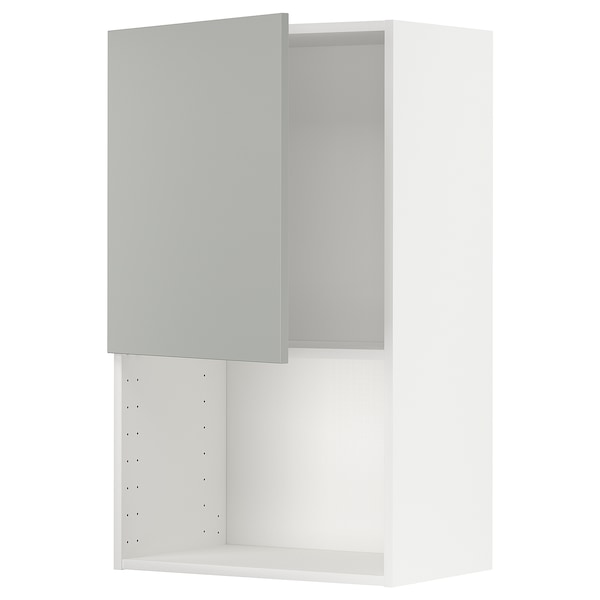 METOD - Wall cabinet for microwave oven, white/Havstorp light grey, 60x100 cm