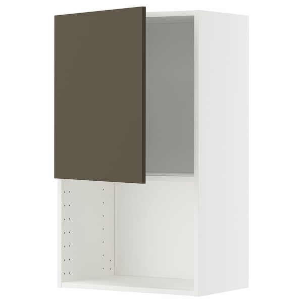 METOD wall cabinet for microwave oven, white/Havstorp brown-beige, 60x100 cm
