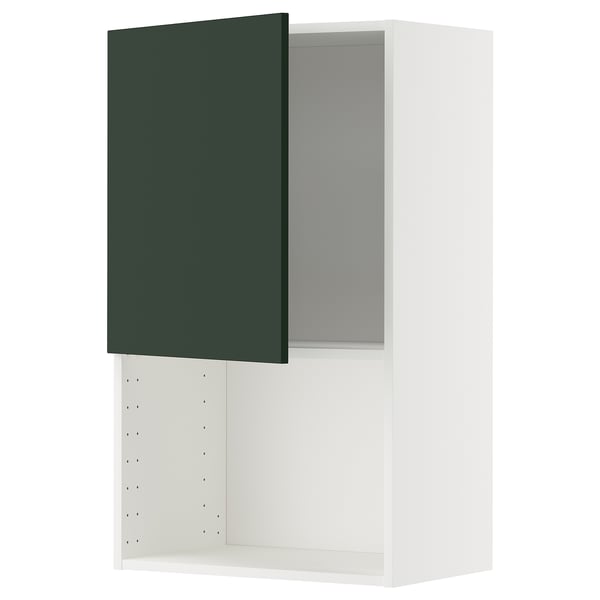 METOD - METOD Wall cabinet for microwave oven, white/Havstorp deep green, 60x100 cm