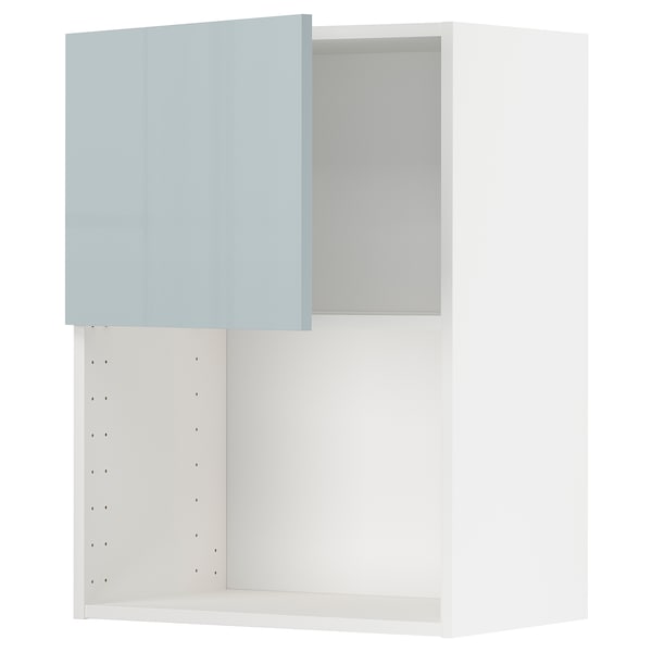 METOD - Wall cabinet for microwave oven, white/Kallarp light grey-blue, 60x80 cm