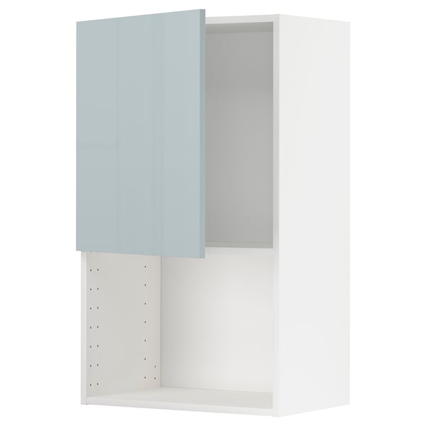 METOD - METOD Wall cabinet for microwave oven, white/Kallarp light grey-blue, 60x100 cm