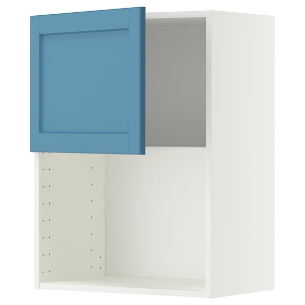 METOD wall cabinet for microwave oven, white/Lerhyttan blue, 60x80 cm