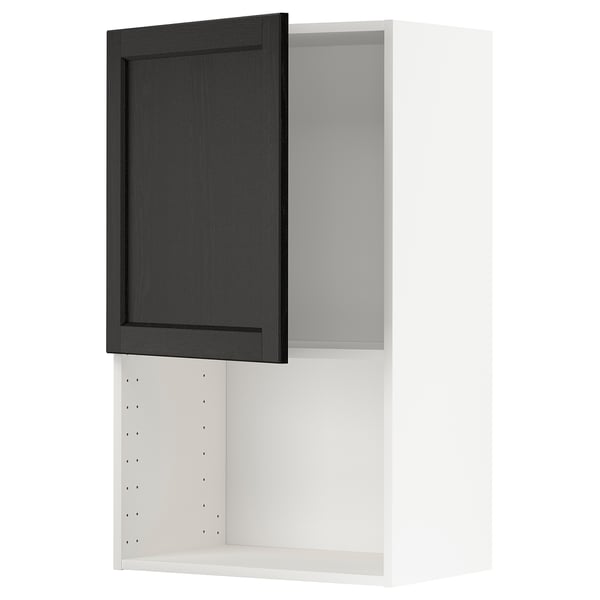 METOD wall cabinet for microwave oven, white/Lerhyttan black stained, 60x100 cm