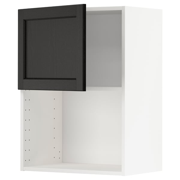 METOD - METOD Wall cabinet for microwave oven, white/Lerhyttan black stained, 60x80 cm
