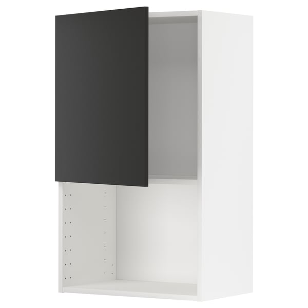 METOD wall cabinet for microwave oven, white/Nickebo matt anthracite, 60x100 cm