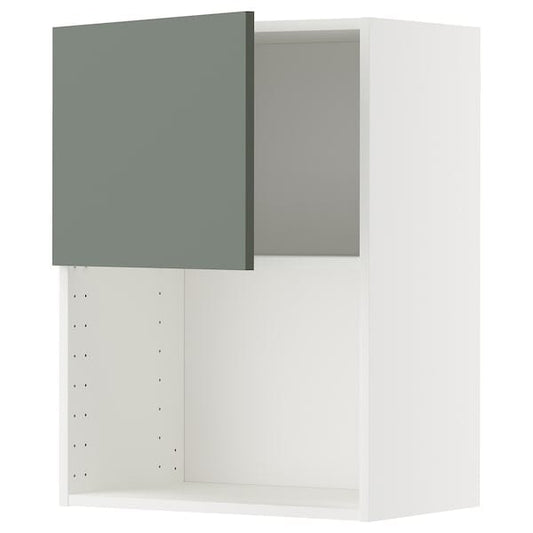Ikea METOD - Wall cabinet for microwave oven, white/Nickebo matt grey-green, 60x80 cm