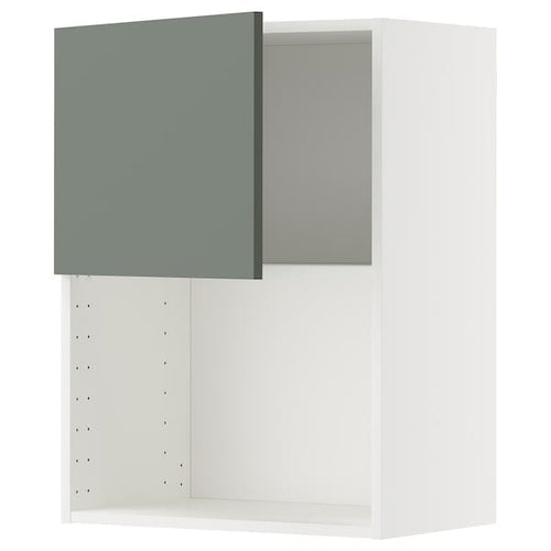 METOD - METOD Wall cabinet for microwave oven, white/Nickebo matt grey-green, 60x80 cm