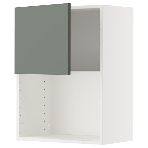 METOD - METOD Wall cabinet for microwave oven, white/Nickebo matt grey-green, 60x80 cm