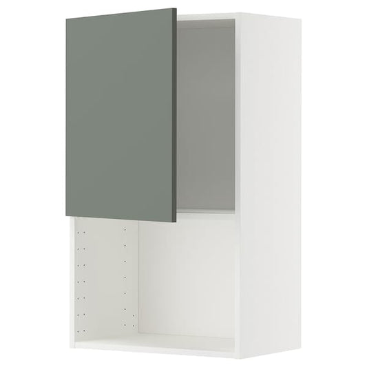 Ikea METOD - Wall cabinet for microwave oven, white/Nickebo matt grey-green, 60x100 cm