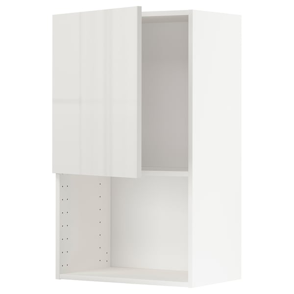 METOD wall cabinet for microwave oven, white/Ringhult light grey, 60x100 cm