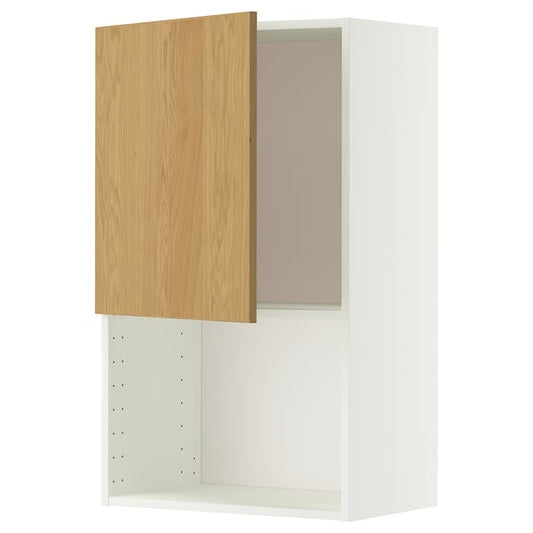 METOD microwave wall unit, white/Sinarp oak veneer, 60x100 cm
