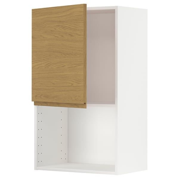 METOD wall cabinet for microwave oven, white/Voxtorp oak effect, 60x100 cm