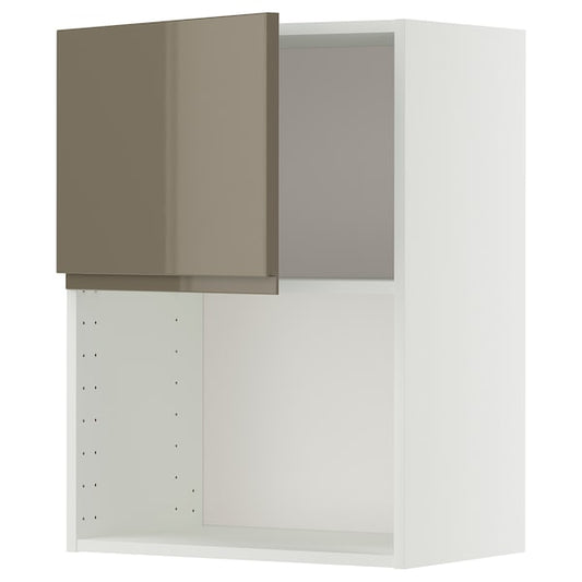 METOD - METOD Wall cabinet for microwave oven, white/Voxtorp high-gloss dark grey-brown, 60x80 cm