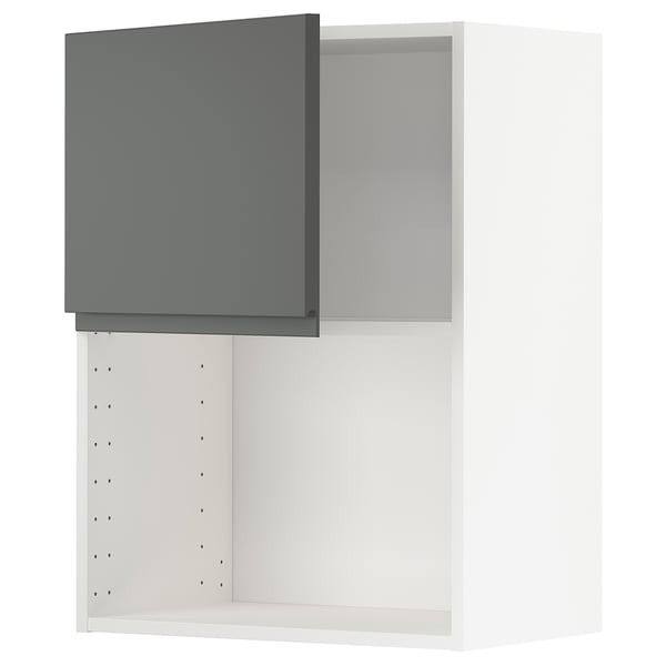 METOD wall cabinet for microwave oven, white/Voxtorp dark grey, 60x80 cm