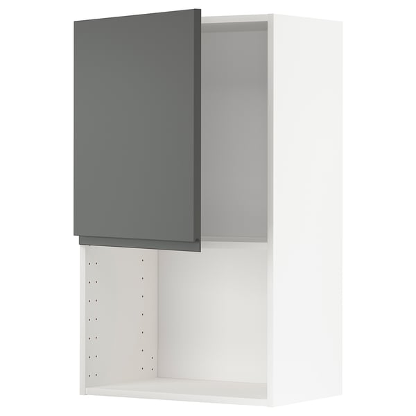 METOD wall cabinet for microwave oven, white/Voxtorp dark grey, 60x100 cm