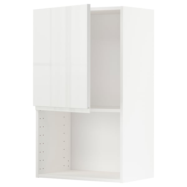 METOD wall cabinet for microwave oven, white/Voxtorp high-gloss/white, 60x100 cm