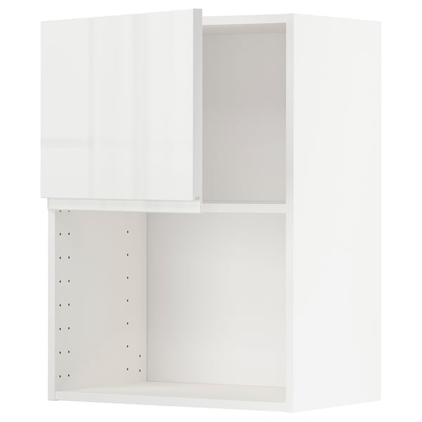 METOD wall cabinet for microwave oven, white/Voxtorp high-gloss/white, 60x80 cm