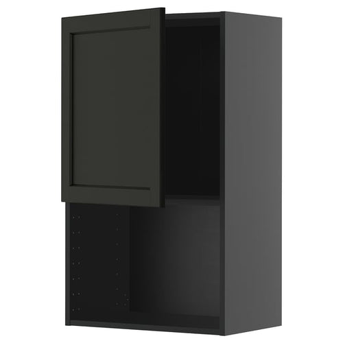 METOD - METOD Wall cabinet for microwave oven, black-grey/Lerhyttan black stained, 60x100 cm