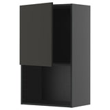 METOD wall cabinet for microwave oven, black-grey/Nickebo matt anthracite, 60x100 cm