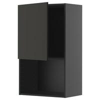METOD wall cabinet for microwave oven, black-grey/Nickebo matt anthracite, 60x100 cm