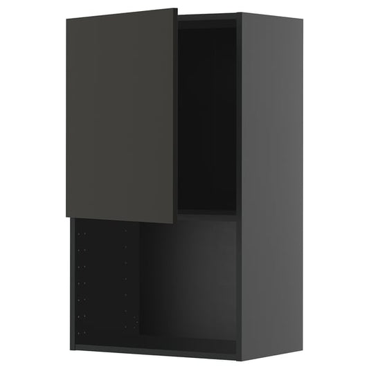 METOD wall cabinet for microwave oven, black-grey/Nickebo matt anthracite, 60x100 cm